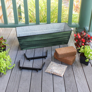 Bloom Box Garden Growing Kit, Medium Green with Brackets for 2 x 6 Railings Flower Box Brackets