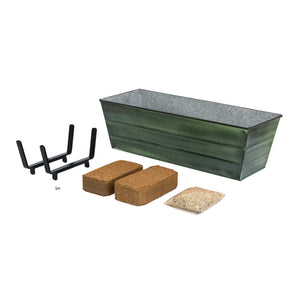 Bloom Box Garden Growing Kit, Medium Green with Brackets for 2 x 6 Railings Flower Box Brackets