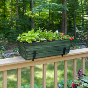 Bloom Box Garden Growing Kit, Medium Green with Brackets for 2 x 6 Railings Flower Box Brackets