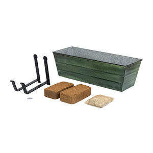 Bloom Box Garden Growing Kit, Medium Green with Wall Brackets Flower Box Brackets