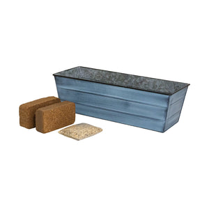 Bloom Box Garden Growing Kit, Medium Nantucket Blue Flower Box Brackets Blue