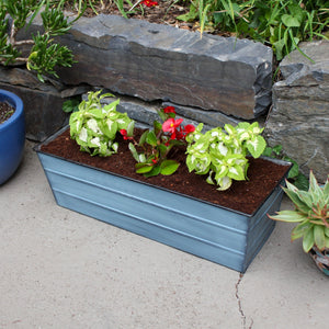 Bloom Box Garden Growing Kit, Medium Nantucket Blue Flower Box Brackets Blue