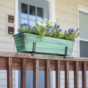 Bloom Box Garden Growing Kit, Small Green with Brackets for 2 x 4 Railings Flower Box Brackets