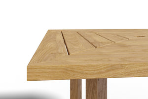 Boucher Square Teak Outdoor Dining Table with Umbrella Hole Dining Table