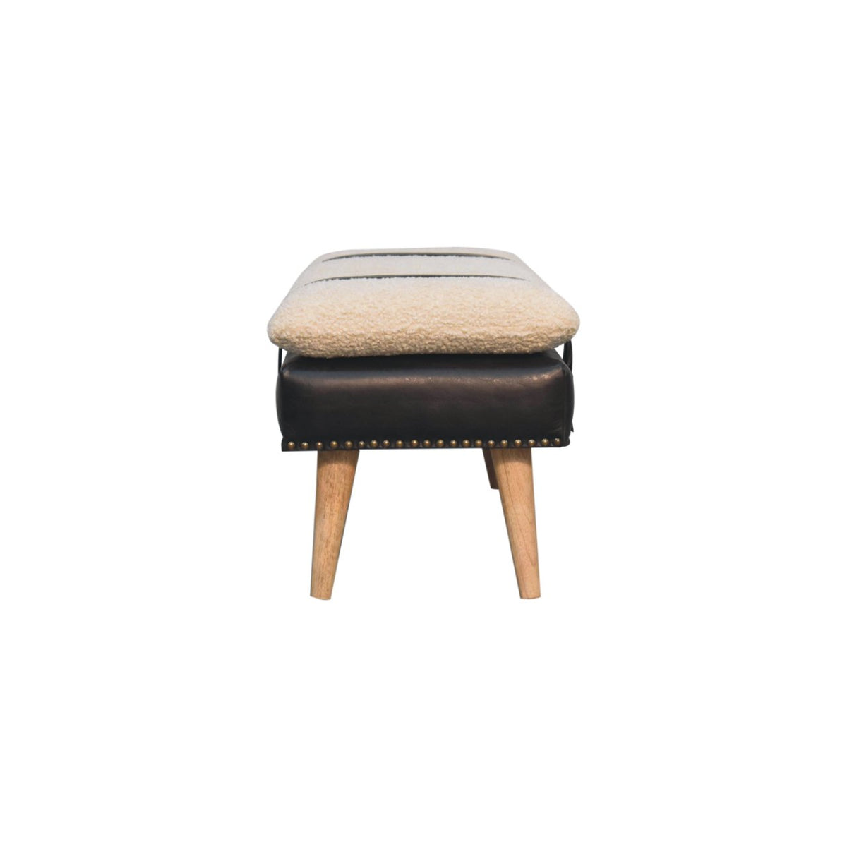 Boucle Buffalo Hide Leather Bench Bench