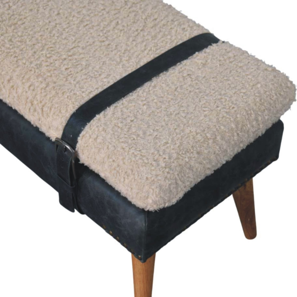 Boucle x Olive Green Leather Bench Bench