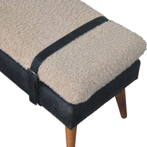 Boucle x Olive Green Leather Bench Bench