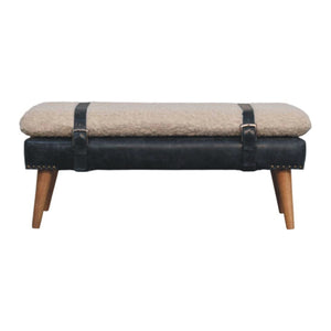 Boucle x Olive Green Leather Bench Bench