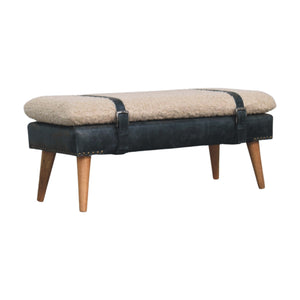 Boucle x Olive Green Leather Bench Bench