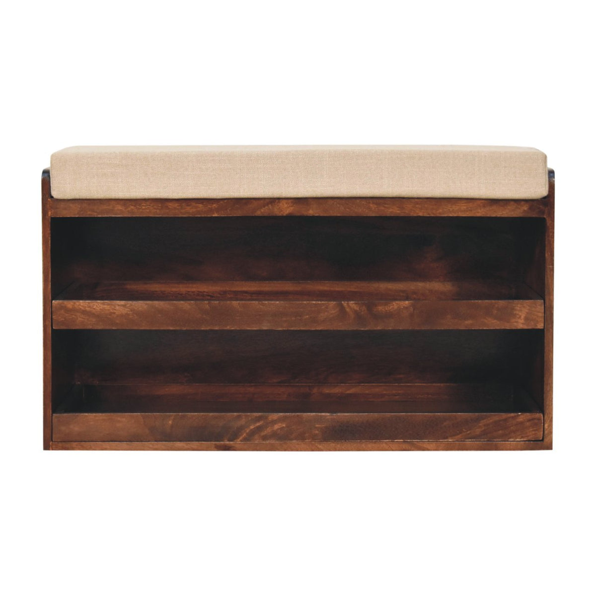 California Walnut & Mud Linen Pull Out Shoe Bench Bench