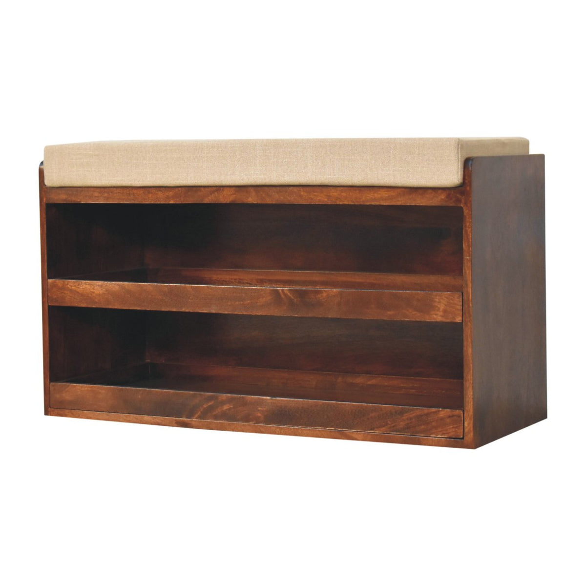 California Walnut & Mud Linen Pull Out Shoe Bench Bench