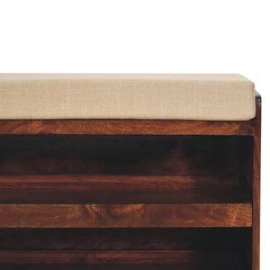 California Walnut & Mud Linen Pull Out Shoe Bench Bench