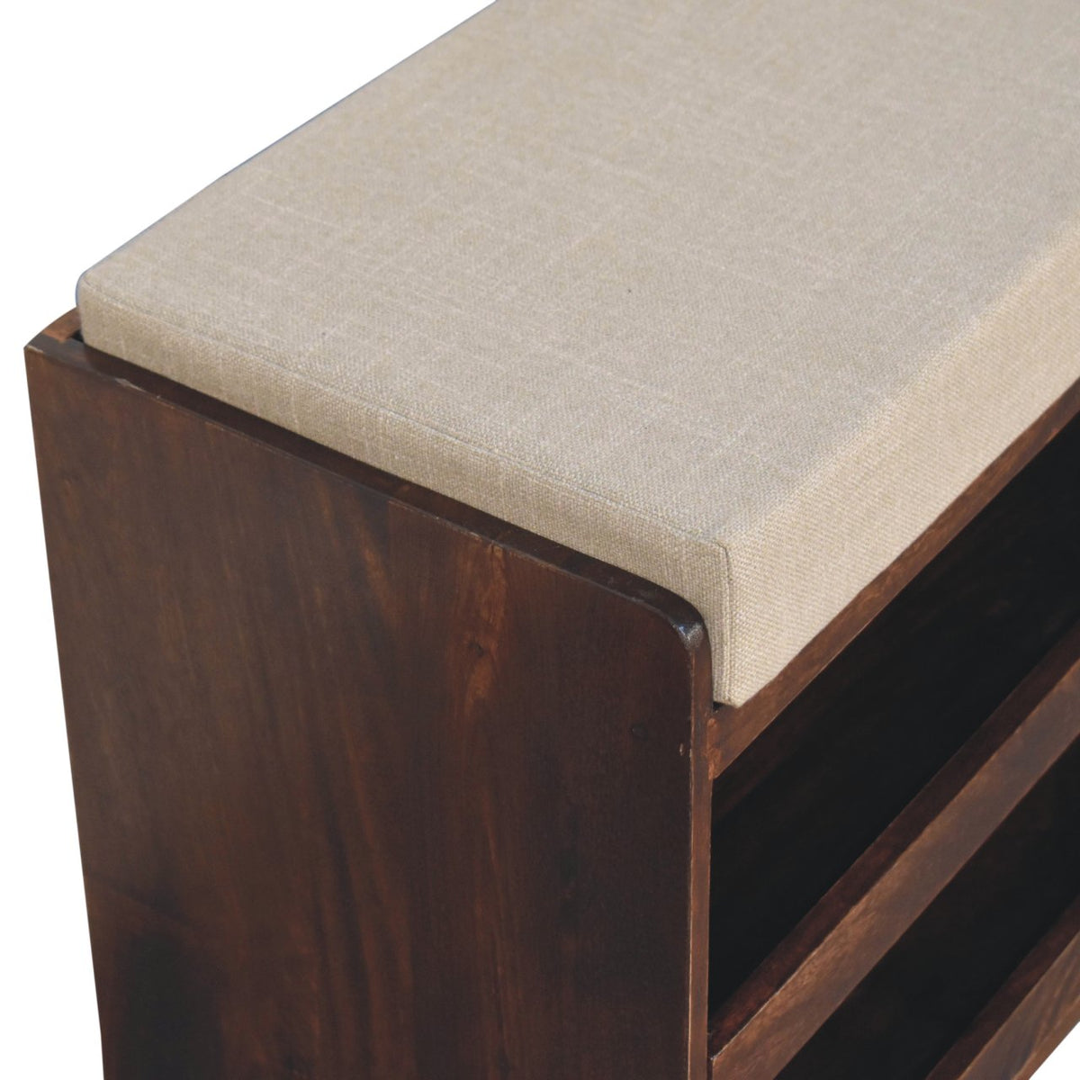 California Walnut & Mud Linen Pull Out Shoe Bench Bench