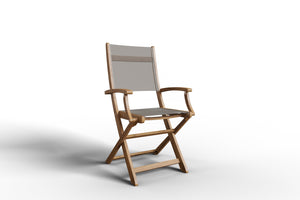 Cateline 7-Piece Rectangular Teak Outdoor Dining Set in Taupe with Folding Armchairs Outdoor Dining Set