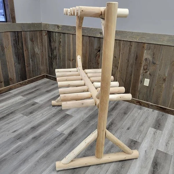 Cedar Log Ski Storage Rack Lounge Chair
