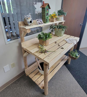 Cedar Log Style Rustic Potting Table Potting Bench