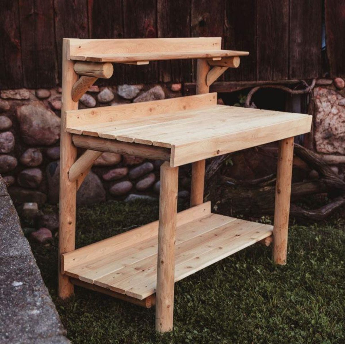 Cedar Log Style Rustic Potting Table Potting Bench