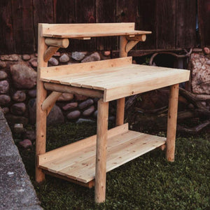 Cedar Log Style Rustic Potting Table Potting Bench