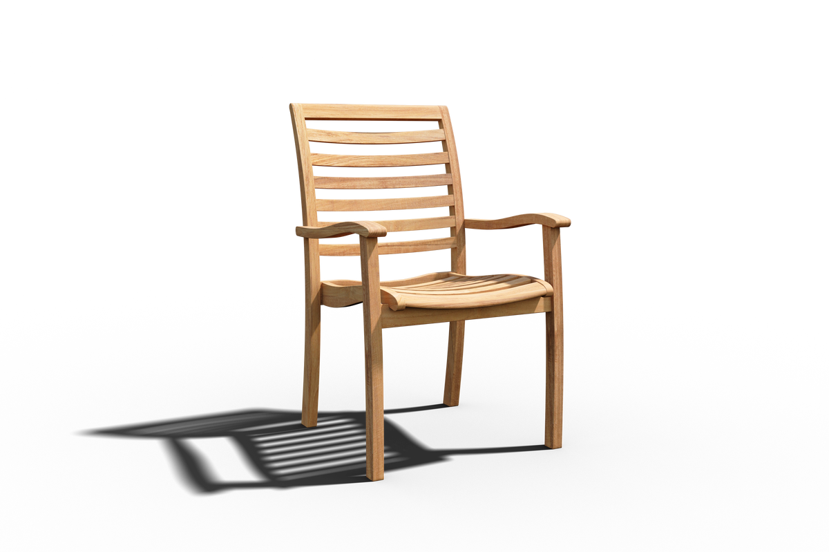 Clarisse 7-Piece Rectangular Teak Outdoor Dining Set with Extendable Table and Stacking Armchairs Outdoor Dining Set