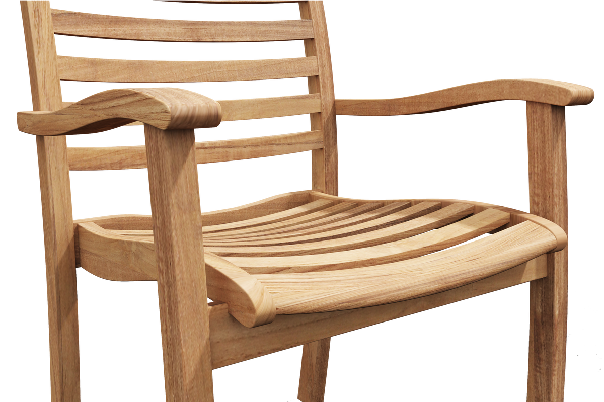 Clarisse 7-Piece Rectangular Teak Outdoor Dining Set with Extendable Table and Stacking Armchairs Outdoor Dining Set