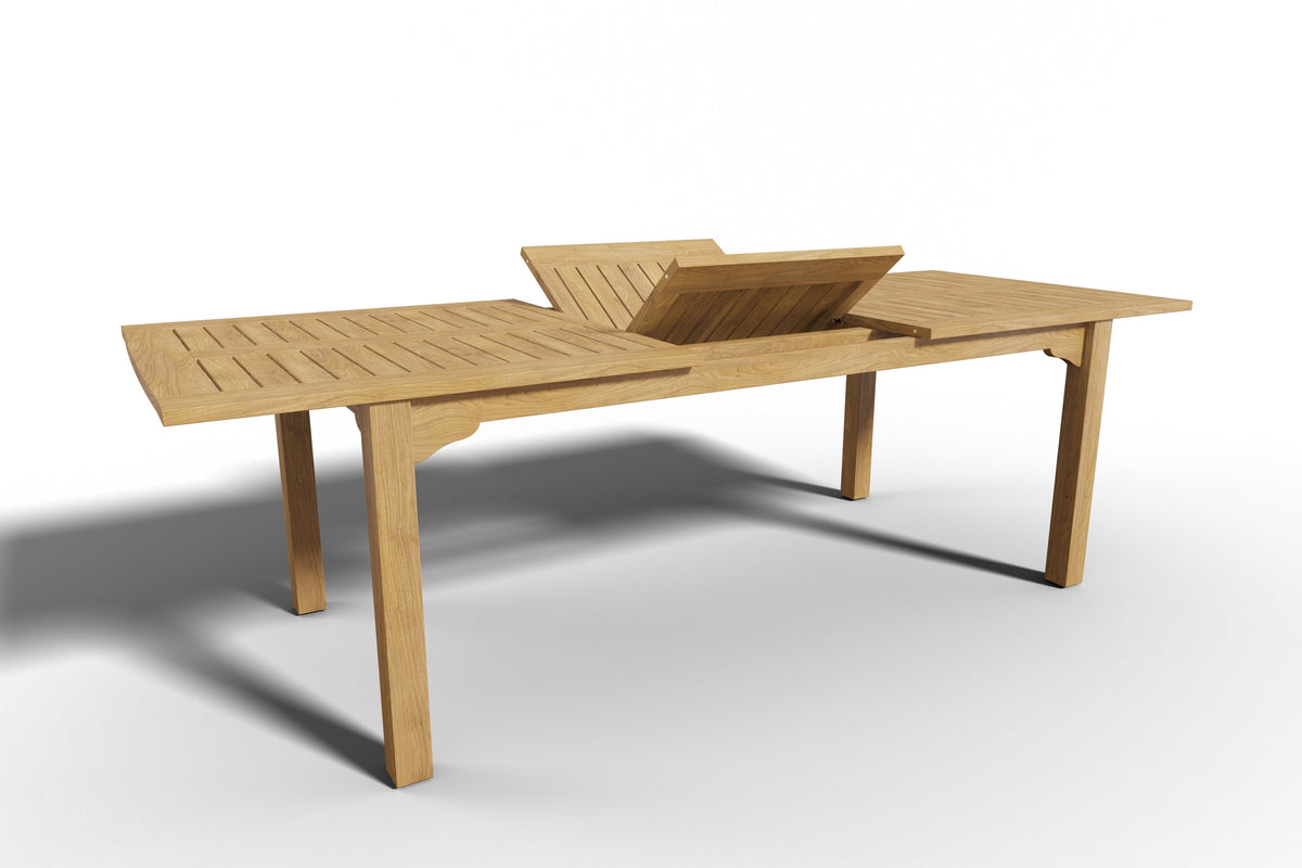 Clarisse Rectangular Teak Outdoor Dining Table with Built-In Extension and Umbrella Hole Dining Table
