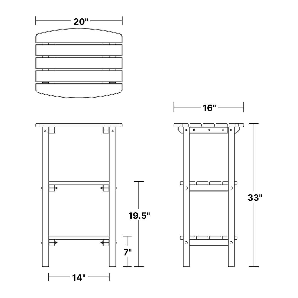 Classic 3 Shelf Side Table Outdoor Table
