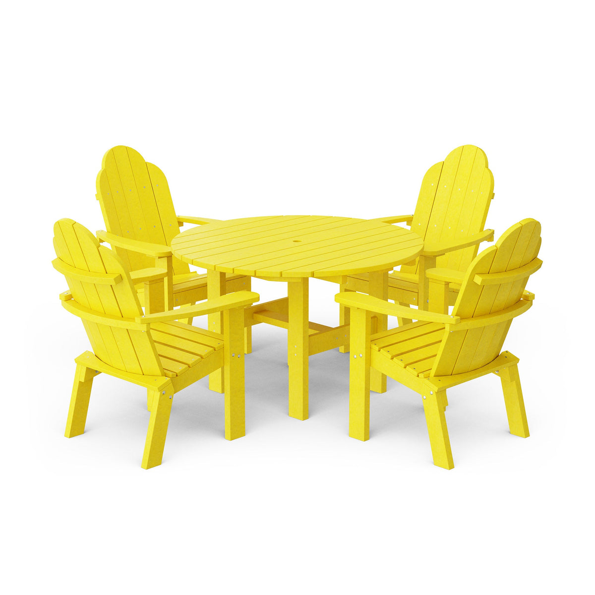 Classic 5-Piece 46" Round Dining Set with Deck Chairs Dining Set