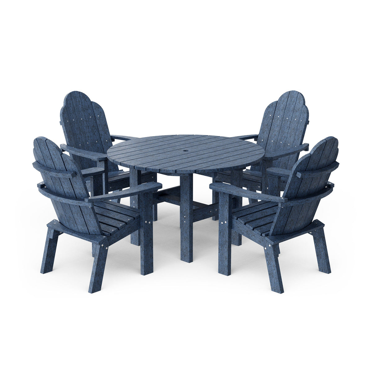 Classic 5-Piece 46" Round Dining Set with Deck Chairs Dining Set