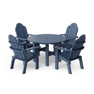 Classic 5-Piece 46" Round Dining Set with Deck Chairs Dining Set