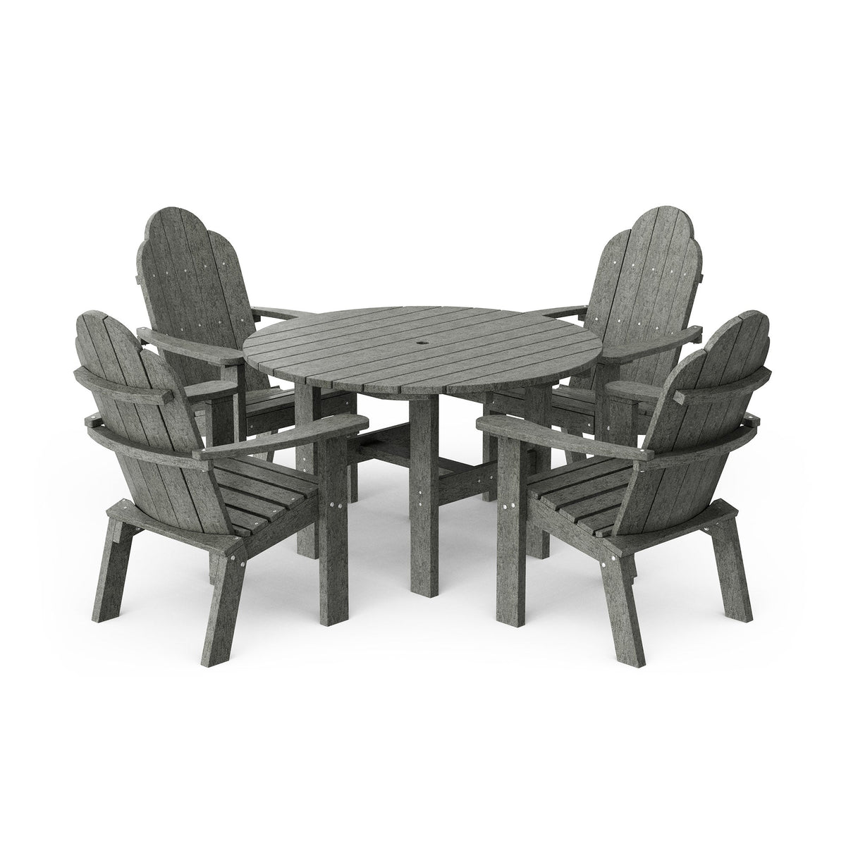 Classic 5-Piece 46" Round Dining Set with Deck Chairs Dining Set