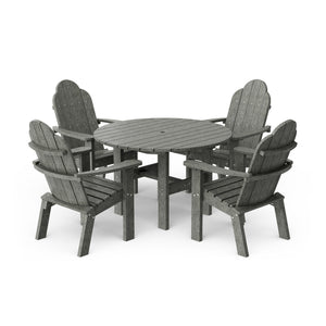 Classic 5-Piece 46" Round Dining Set with Deck Chairs Dining Set