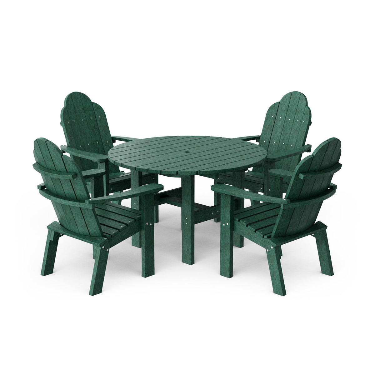 Classic 5-Piece 46" Round Dining Set with Deck Chairs Dining Set