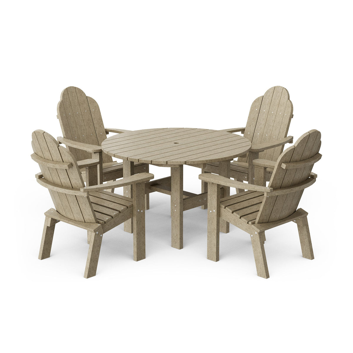 Classic 5-Piece 46" Round Dining Set with Deck Chairs Dining Set