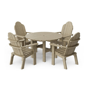 Classic 5-Piece 46" Round Dining Set with Deck Chairs Dining Set