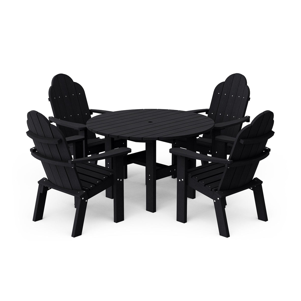Classic 5-Piece 46" Round Dining Set with Deck Chairs Dining Set