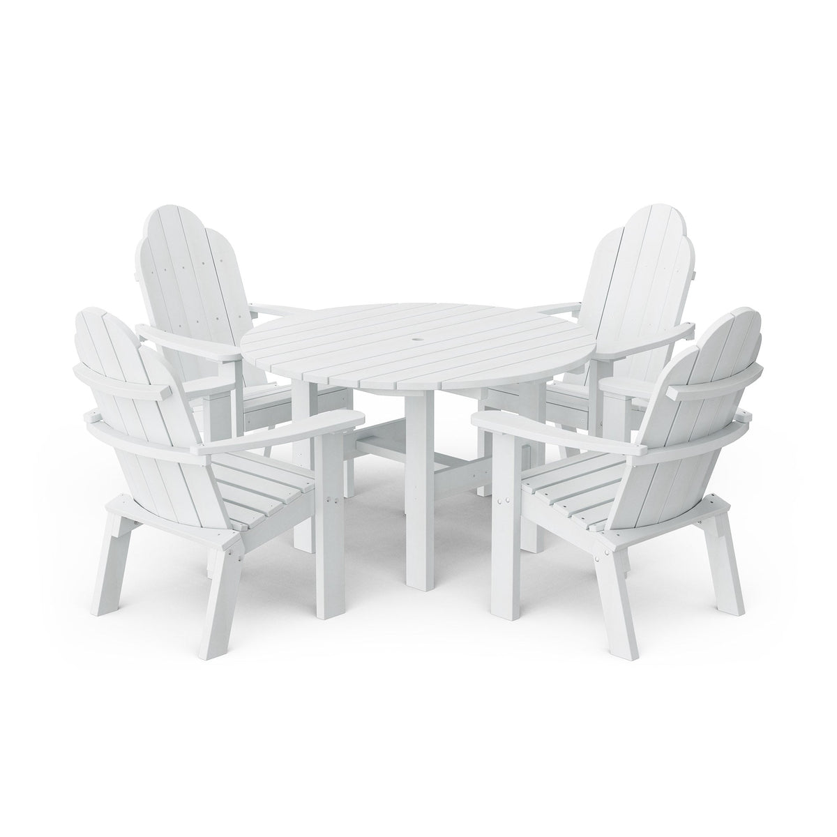 Classic 5-Piece 46" Round Dining Set with Deck Chairs Dining Set