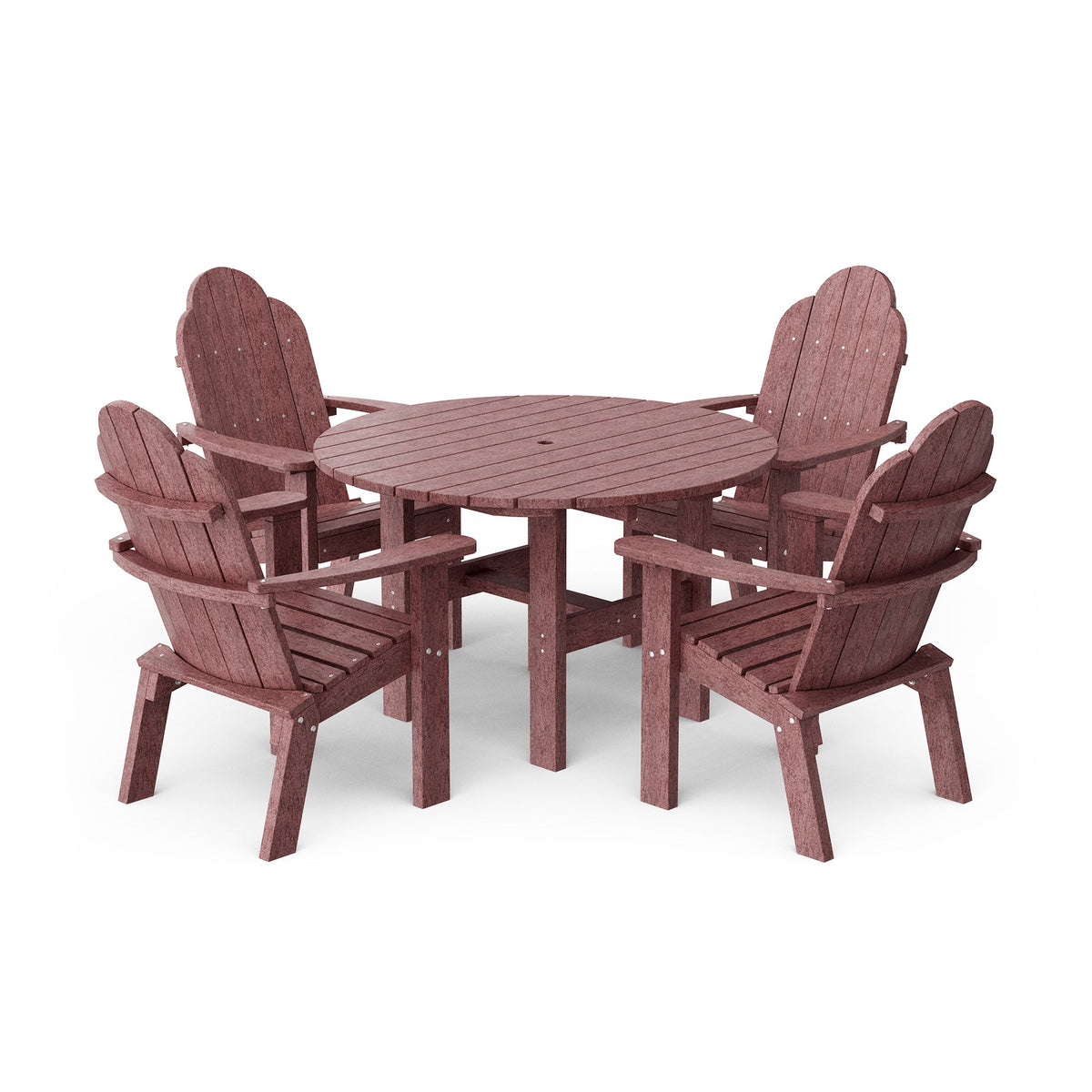 Classic 5-Piece 46" Round Dining Set with Deck Chairs Dining Set