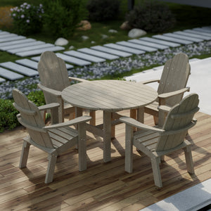 Classic 5-Piece 46" Round Dining Set with Deck Chairs Dining Set