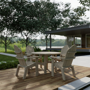 Classic 5-Piece 46" Round Dining Set with Deck Chairs Dining Set