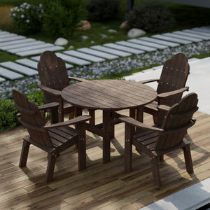Classic 5-Piece 46" Round Dining Set with Deck Chairs Dining Set