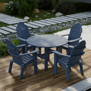 Classic 5-Piece 46" Round Dining Set with Deck Chairs Dining Set