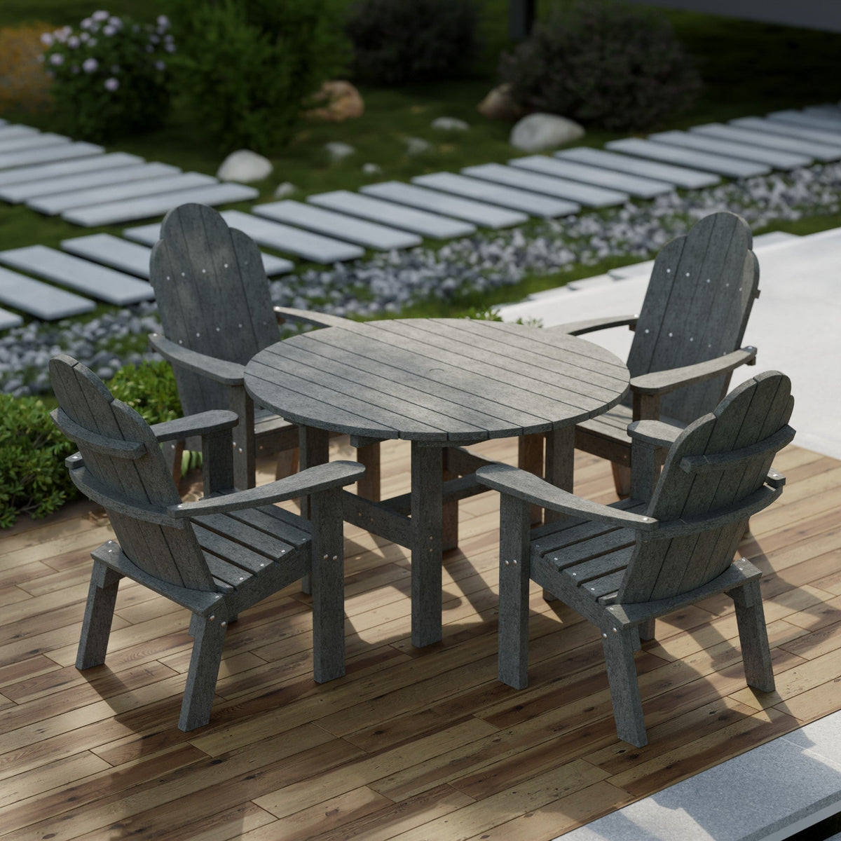 Classic 5-Piece 46" Round Dining Set with Deck Chairs Dining Set