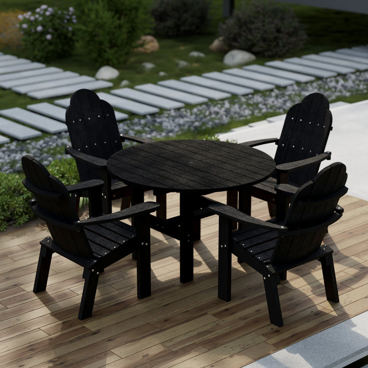 Classic 5-Piece 46" Round Dining Set with Deck Chairs Dining Set
