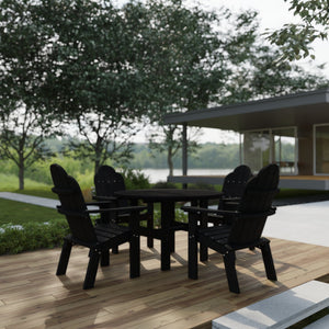 Classic 5-Piece 46" Round Dining Set with Deck Chairs Dining Set