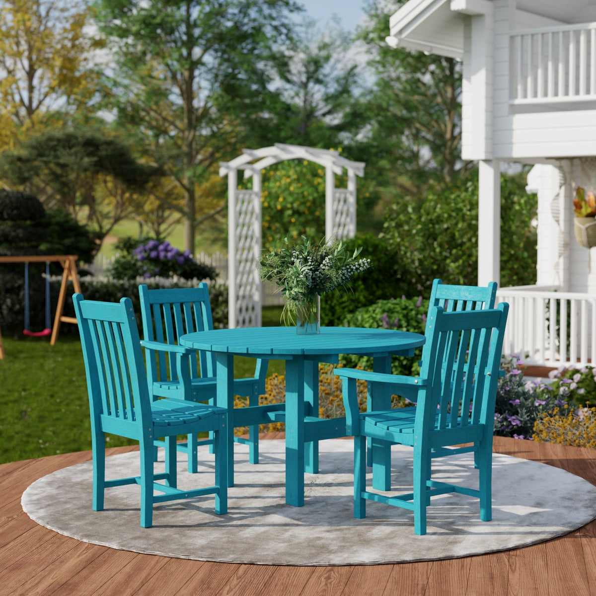 Classic 5-Piece 46" Round Dining Set with Dining Chairs Dining Set