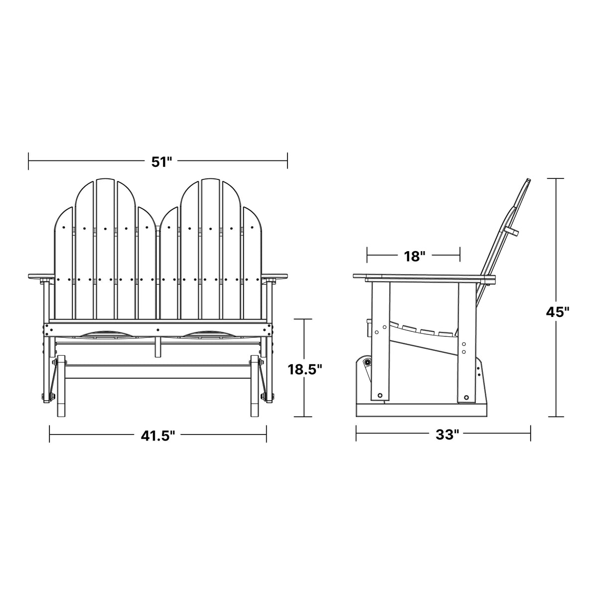 Classic Adirondack Glider Outdoor Glider