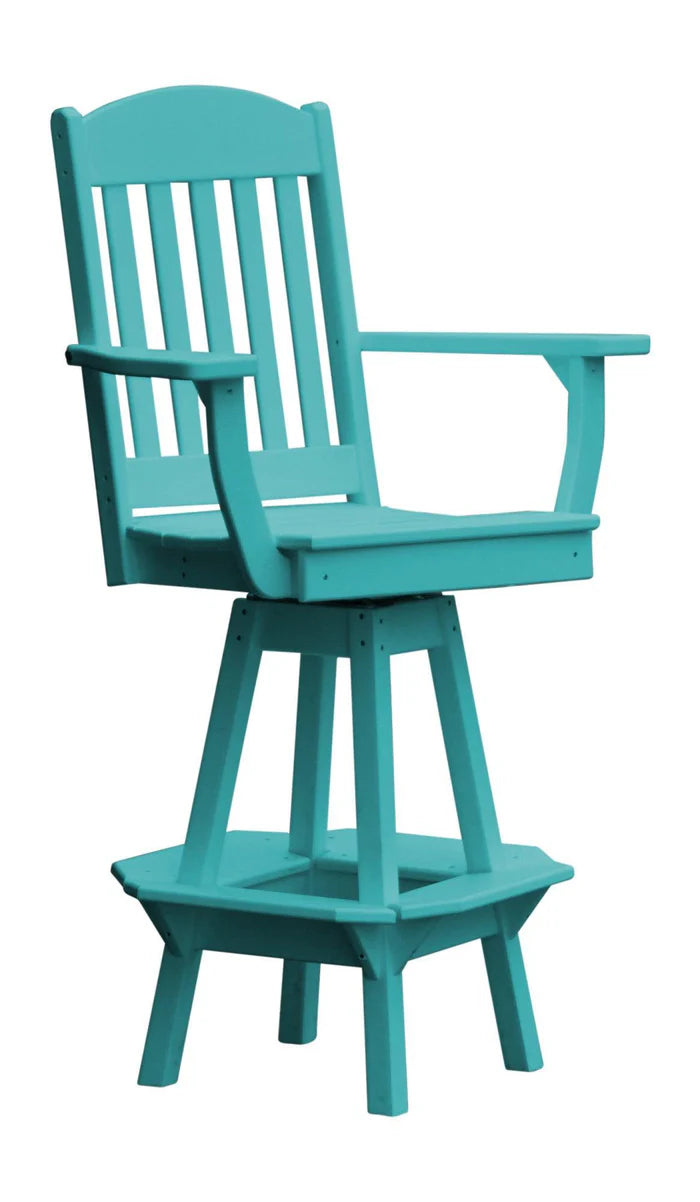 Classic Swivel Counter Chair with Arms Outdoor Table Aruba Blue
