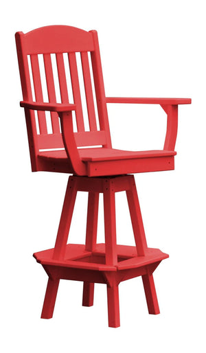 Classic Swivel Counter Chair with Arms Outdoor Table Bright Red