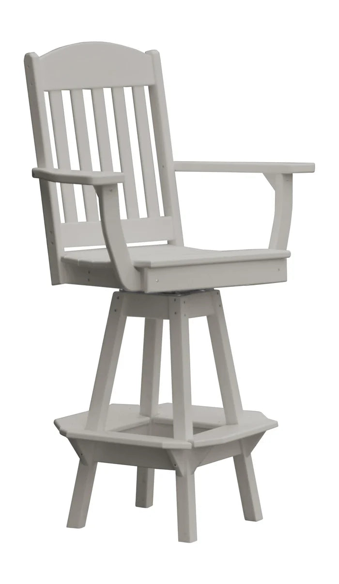 Classic Swivel Counter Chair with Arms Outdoor Table Light Gray