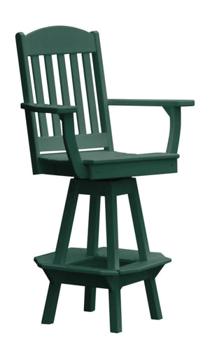 Classic Swivel Counter Chair with Arms Outdoor Table Turf Green